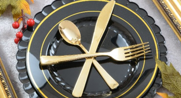 gold plastic cutlery