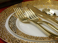 gold plastic plates