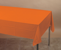 Discounted Sunkissed Orange Tissue and Plastic 54" x 108" Tablecloths  - Posh Party Supplies