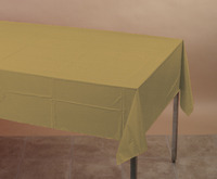 Disposable Glittering Gold Tissue and Plastic 54x108 Table cover - 6 Table Covers