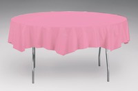 Disposable Candy Pink Plastic 82" Round Tablecover - Posh Party Supplies