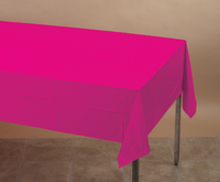 disposable hot magenta plastic tablecloths, 12 count