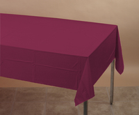 disposable burgundy plastic tablecloths, 12 count