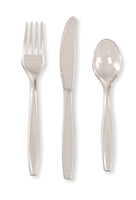 Disposable Clear 96 Plastic Spoons, 96 Plastic Forks and 96 Plastic Knives - Posh Party Supplies