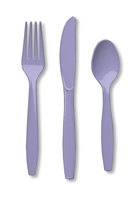 Disposable Luscious Lavender 96 Plastic Spoons, 96 Plastic Forks and 96 Plastic Knives - Posh Party Supplies