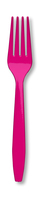Disposable Hot Magenta Plastic Premium Forks - Posh Party Supplies