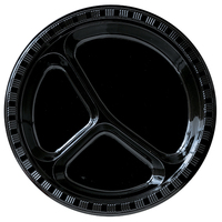 Disposable Black Velvet Divided Plastic Dinner Plates