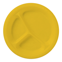 Disposable School Bus Yellow Divided Plastic Dinner Plates