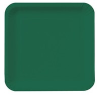 Disposable Hunter Green Square 7.25" Paper Cake Plates - Posh Party Supplies