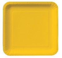 Disposable School Bus Yellow Square 7.25" Paper Cake Plates - Posh Party Supplies