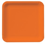 Disposable Sunkissed Orange Square 7.25" Paper Cake Plates - Posh Party Supplies