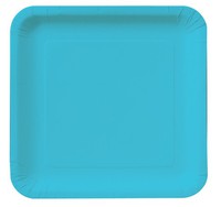 Disposable Bermuda Blue Square 7.25" Paper Cake Plates - Posh Party Supplies