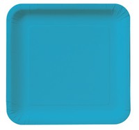 Discounted Turquoise 9" Square Paper Dinner Plates - Posh Party Supplies