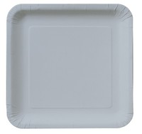Discounted Shimmering Silver Square 9" Square Paper Dinner Plates - Posh Party Supplies