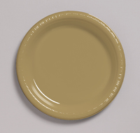 Disposable Glittering Gold 6.75" Plastic Dessert Plates - Posh Party Supplies