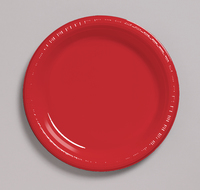 Disposable Classic Red 6.75" Plastic Dessert Plates - Posh Party Supplies