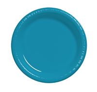 Disposable Turquoise 6.75" Plastic Dessert Plates - Posh Party Supplies