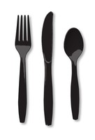 Disposable Black Extra Heavy Plastic Cutlery Combo- 960 Pieces