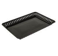 Elegant Plastic Black 9"x 13" Serving Tray - 48 Plastic Trays
