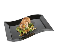 Fancy Black 6.5" Disposable Salad Plastic Wave Plate - Posh Party Supplies