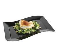 Pretty Black 7.5" x 12" Luncheon Disposable Plastic Wave Plate - Posh Party Supplies