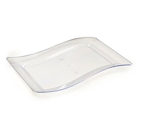 Fancy Clear 7.5" x 12" Luncheon Disposable Plastic Wave Plate - Posh Party Supplies