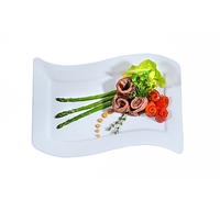 Pretty White 7.5" x 12" Luncheon Disposable Plastic Wave Plate - Posh Party Supplies