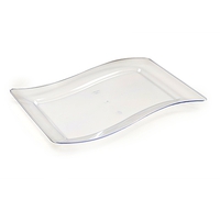 Pretty Clear 10" Rectangular Plastic Wave Dinner Plate - Posh Party Supplies