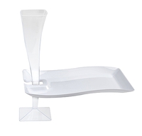 Fancy White 6" Rectangular Plastic  Disposable Plastic Wave Cocktail Plate - Posh Party Supplies