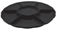 Disposable Black Velvet 16" Round Compartment Tray- Posh Party Supplies