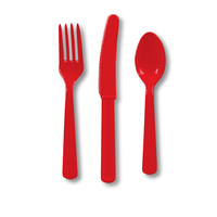 Classic Red Plastic Assortment Premium Cutlery - 288 Pieces