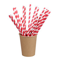 Individually Wrapped Paper Straws - 8.3'' With Red Stripes - 6000