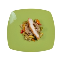 Elegant Green Plastic Square 10" Dinner Plate - Posh Party Supplies