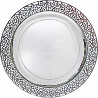Clear Elegant  7 " Plastic Salad Plate with Silver Trim - Posh Party Supplies