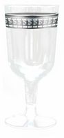 Pretty Plastic Silver Trim 6 oz Wine Cups - Posh Party Supplies