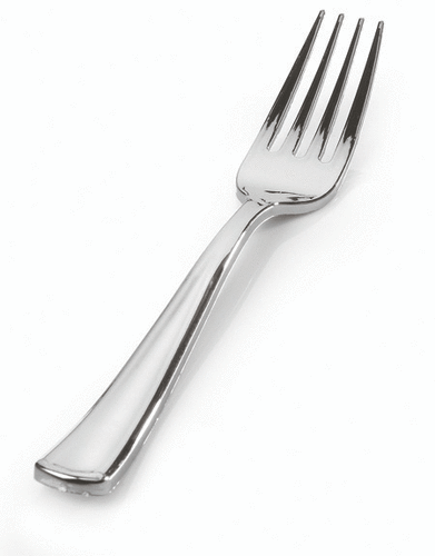 Disposable Elegant Silver Plastic Forks - Posh Party Supplies