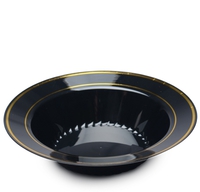 Elegant Black with a Gold Rim 12 oz. Plastic Bowl - Posh Party Supplies