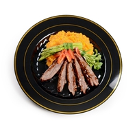 Elegant Black with Gold Rim 10" Round Plastic Plate - Posh Party Supplies