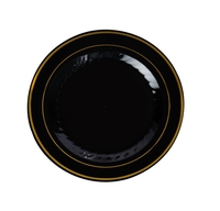 Elegant Black with Gold Rim 6" Round Plastic Plate - Posh Party Supplies
