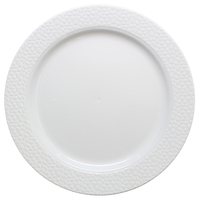 Elegant White Plastic 7 " Salad Plate with Hammered White Trim - Posh Party Supplies