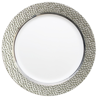 Elegant 7 " Clear Plastic Salad Plate with Hammered Silver Trim - Posh Party Supplies