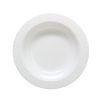 Elegant White with Hammered White Trim Plastic 12 oz Soup Bowls - Posh Party Supplies