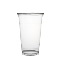 Plastic 32 oz. PET Drinking Cup with Flat Lids - 100 Plastic Cups