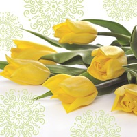 Pretty Yellow Tulips Designer Lunch Napkins - Posh Party Supplies