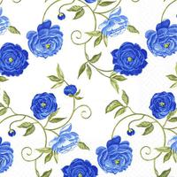 Pretty Peony Blue Designer Paper Napkins - Posh Party Supplies