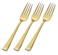 Disposable Shiny Gold Plastic Forks - Posh Party Supplies