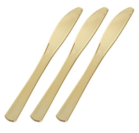 Disposable Shiny Gold Plastic Knives - Posh Party Supplies