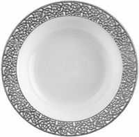 Inspiration 5 .oz Silver Trim and White Plastic Dessert  Bowl | Posh Party Supplies