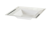 Elegant Square 12 oz white & silver plastic soup bowls - Posh Party Supplies