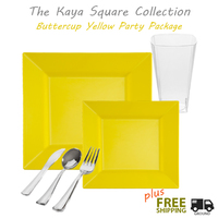 Square Yellow Tableware Wedding Package - Posh Party Supplies